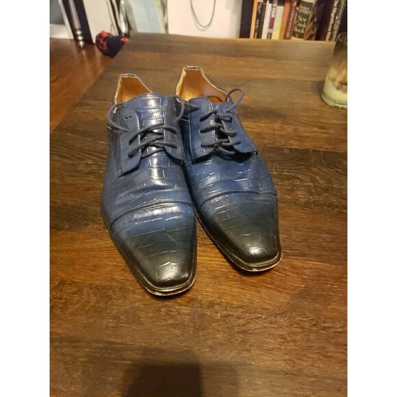 Amalia Blue Dress Shoes Men 10.5 Leather Lace Up - Picture 1 of 5